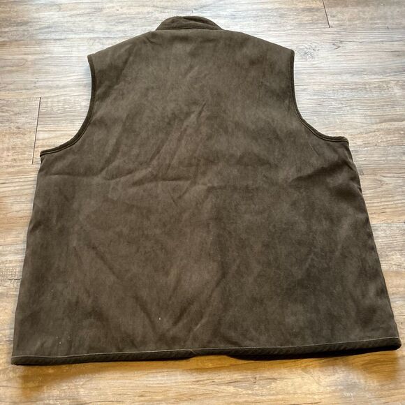 Vintage Vest Women's Large Embroidered Green Suede Texture Floral Fall Warm Cozy - Picture 2 of 7